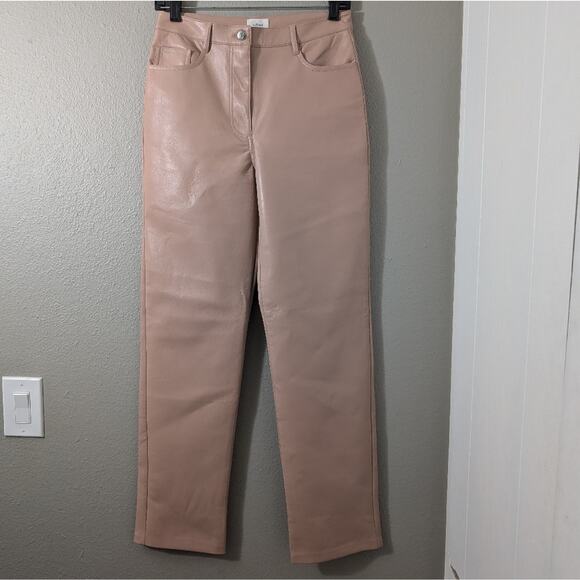 Aritzia Wilfred Pink High Rise Vegan Leather Melina Pant - Picture 2 of 5